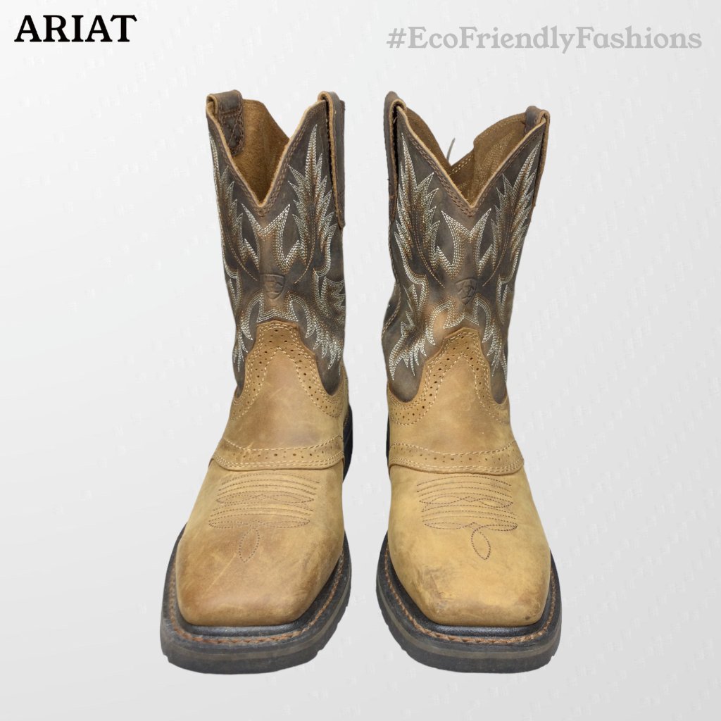 Ariat Men's Brown Sierra Wide Square Toe Leather Western Boots Size 8.5 D